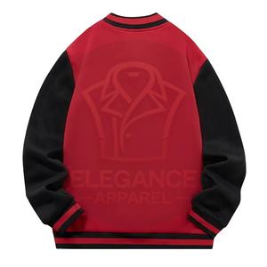 Bloque de color rojo y negro con diseño de botella de bruja de calabaza gráfica Buen proveedor Haga sus propias chaquetas universitarias de béisbol - Product Image 1