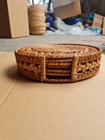 Ensemble de 6 sets de table ronds en rotin tissés à la main avec support, décorations de table pour la décoration de la maison