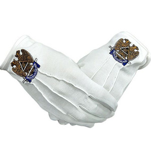 Gants Maçonniques Brodés en Coton Blanc Respirant et Confortable, Taille Personnalisée, Logo Personnalisé, pour Sport, Extérieur et Usage Quotidien – Vente en Gros - Product Image 3