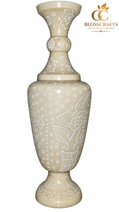 Gloss Crafts <b>White</b> Swir Resin Art Deco Modern <b>Floor</b> <b>Vase</b> Handicraft Waterproof & Eco-Friendly Home Decor From Uttar Pradesh - Product Image 3