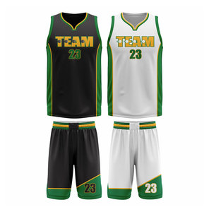 Conjunto de Uniforme de Baloncesto Team 23, Camiseta sin Mangas con Cuello en V Sublimada y Pantalones Cortos, Poliéster que Absorbe la Humedad, Estampado Geométrico Unisex para Adultos - Product Image 4