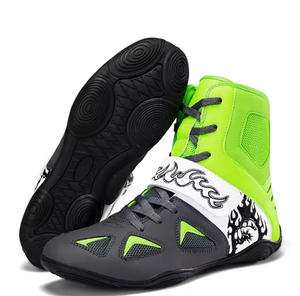 Zapatos de lucha libre Ree para hombre, de caña alta, con cordones, parte superior de malla, suela de goma, calzado de entrenamiento de combate para gimnasio y ring. - Product Image 1