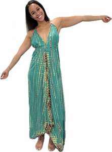 Vestido maxi halter de rayón con efecto tie-dye, espalda descubierta - Product Image 6