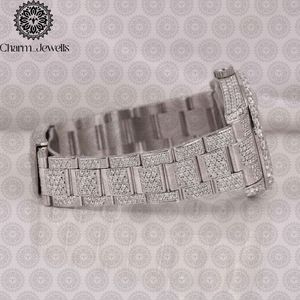 Montre de luxe Charm Jewells en acier inoxydable, boîtier rond de 38 mm, quartz analogique, lunette sertie de diamants, mode féminine - Product Image 5