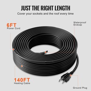 Cavo Riscaldante Autorigenerante da 140FT 5W/FT per Tubi, Nastro Riscaldante per Sciogliere la Neve sul Tetto, Protezione Antigelo per Grondaie - Product Image 5