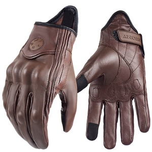 Guantes de moto de cuero genuino para invierno, guantes de carreras negros de alta calidad, guantes de moto para carretera, cálidos. - Product Image 3
