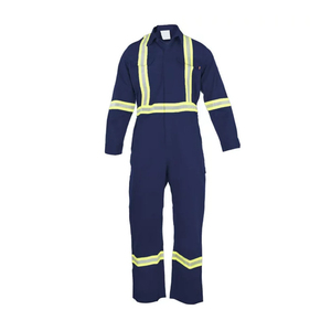<b>Men's</b> Navy Blue <b>Work</b> Coverall With Reflective Stripes Cotton Material High Visibility Safety <b>Overalls</b> - Product Image 1