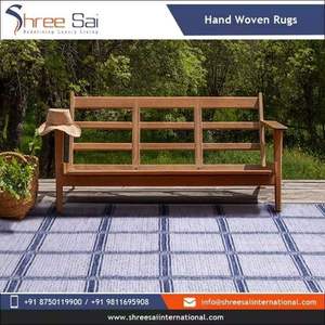 Tapis Kilim fait main de qualité supérieure, bleu et blanc, motif géométrique à carreaux, rectangulaire, à poils plats, tissé, au prix le plus bas - Product Image 3