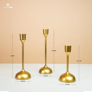 Support de bougie classique en or brossé pour balustre, piédestal en métal tourné avec accents de collier moleté - Product Image 4