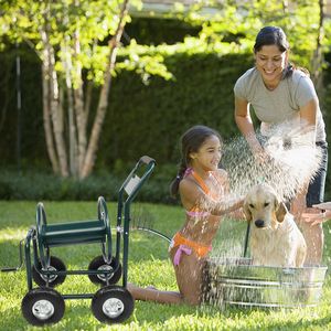 Carrello a Quattro Ruote in Ferro Verde Scuro per Tubi e Avvolgitubi da Giardino - Product Image 3