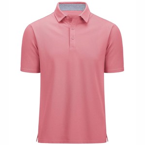 Polo de Manga Corta para Hombre, Color Rosa Sólido, Tejido Piqué, Estilo Casual, Corte Regular, Diseño con Botones, Moda 2026, Alta Calidad - Product Image 1