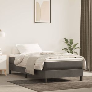 Cadre de lit rembourré en velours gris foncé 100% polyester, fabriqué en contreplaqué et bois d'ingénierie - Product Image 1