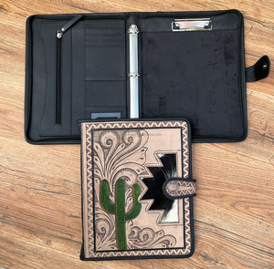 Personalized Cowhide Leather Portfolio <b>Binder</b> <b>3</b> <b>Ring</b> With Zipper for Men Women Refillable Notebook Cover Document Holder Folders - Product Image 4