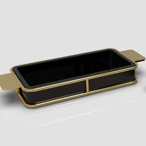 Plateau de service de luxe carré écologique, exportation indienne, noir et or, design Palestine, plateau de buffet haut de gamme pour l'hôtellerie, cadre métallique - Product Image 1