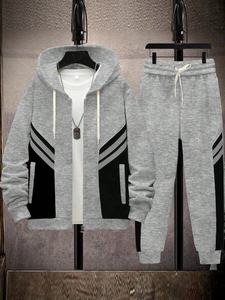 Econex Deportes Hombres Algodón Dos Tonos Cordón Sudadera con capucha Pantalones de chándal Camiseta Nueva moda Color personalizado Logo Impreso Ropa deportiva Chándal - Product Image 4