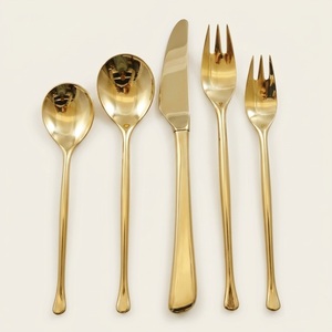 Juego de cubiertos de oro al por mayor, juego de cubiertos de acero inoxidable pulido a espejo, estilo moderno, cuchillo, cuchara, tenedor, cubiertos plateados para boda - Product Image 1