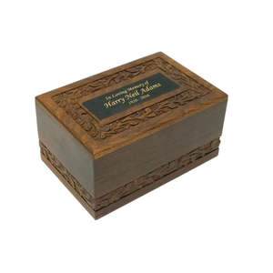 Handcrafted wood Adult Cremation Urn for Human Ashes Teal Floral Resin Inlay Decorative <b>Memorial</b> <b>Box</b> <b>Large</b> Burial Funeral Urn - Product Image 2