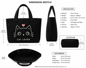 Bolsa de lona negra con diseño impreso para amantes de los gatos, bolsa de compras para todas las estaciones - Product Image 2