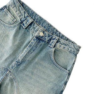 Shorts en jean délavé pour hommes, braguette zippée, respirant, décontracté, longueur genou, streetwear, mode estivale, fabricant sur mesure, prix de gros - Product Image 3
