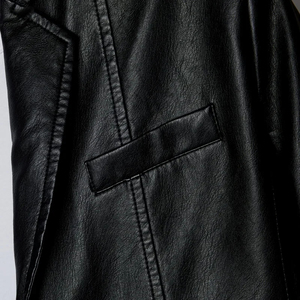 Veste en cuir PU pour homme, style motard vintage décontracté, avec boutons et poches, pour l'automne - Product Image 5