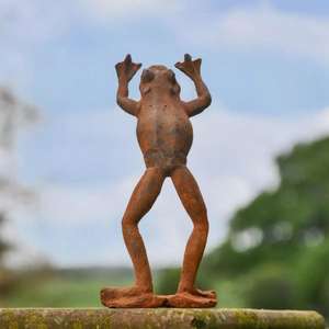 Escultura de Rana Rústica Bailarina para Decoración de Casa de Campo, Adornos de Metal Artesanales - Product Image 3