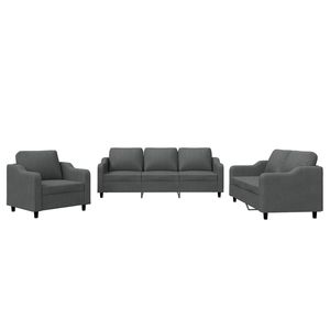 Grande Set di Divani in Tessuto Grigio Scuro (100% Poliestere) Elegante Collezione per Soggiorno - Product Image 2