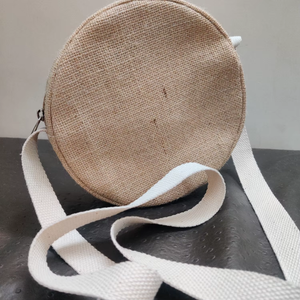 Jute Circular Sling <b>Bag</b> with Cotton Strap Custom Print Natural Tote for Jewellery Packaging Retail Carry <b>Gift</b> <b>Bag</b> Use - Product Image 2
