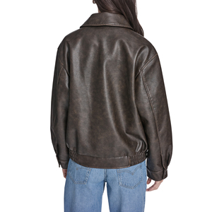 <b>Women</b> Real Cowhide Leather Bomber <b>Jacket</b> Ladies Aviator Slim Fit <b>Zip</b>-<b>Up</b> Customized Embroidery Logo Factory Price Wholesale - Product Image 3