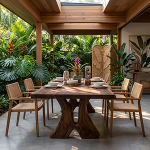 Farmhouse <b>Dining</b> <b>Table</b> For Vintage Furniture Modern Luxury Rectangle Natural Solid <b>Wooden</b> Apartment Villa <b>Dining</b> - Product Image 6