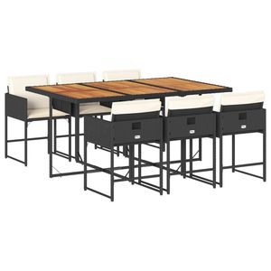 Set da Pranzo da Giardino per 6 Persone, Struttura in Acciaio e Rattan, Piano in Teak, Arredamento da Esterno Resistente alle Intemperie, Design Contemporaneo - Product Image 2