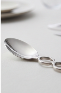 Ensemble de couverts modernes en acier inoxydable avec finition brillante, élégants ustensiles de table pour mariages, comprenant des cuillères argentées effet miroir - Product Image 2