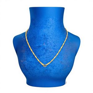 Cadena de Oro Sólido de 22K con Cuentas Intrincadas y Gancho en S, Joyería Fina Tradicional India para Hombres y Mujeres - Product Image 1