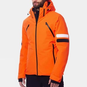 Men's Orange Waterproof Ski Jacket With Hood And Zipper Closure Gore-<b>Tex</b> Material Synthetic Insulation Left Sleeve Logo - Product Image 5