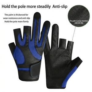 Guantes de pesca de medio dedo, sintéticos, antideslizantes, resistentes al desgaste, unisex, para todas las estaciones, cierre de gancho y bucle - Product Image 1