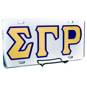 ป้ายทะเบียนรถยนต์ซิกมาแกมมาโร ป้ายทะเบียนสีเงิน ตัวอักษรกรีก ป้ายตกแต่งรถยนต์ อุปกรณ์ตกแต่งรถยนต์ โลหะทนทาน - Product Image 1
