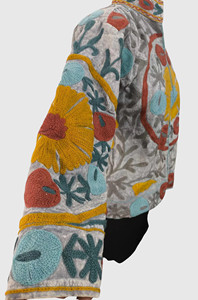Veste en coton matelassée à fleurs brodée à la main, manches longues, col mandarin, hiver, femme, grande taille - Product Image 4
