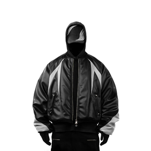 แจ็คเก็ตหนังหนาน้ำหนักมากไซส์ใหญ่พิเศษสำหรับผู้ชาย ผลิตจากโรงงาน พร้อมซิป สไตล์ลำลองสำหรับฤดูหนาว แบบบอมเบอร์  รับสั่งทำได้ - Product Image 1