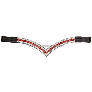 Bandeau de tête pour cheval en cuir de selle noir et brun havana de qualité supérieure avec de minuscules cristaux colorés, bandeau de tête ultra brillant - Product Image 4