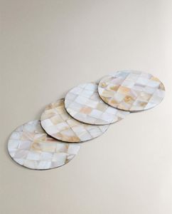Ensemble de dessous-de-verre personnalisés en nacre, mosaïque de coquillages faite à la main, vaisselle décorative, cadeau personnalisé, accessoires pour la maison - Product Image 3