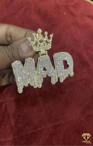 Pendentif Hip Hop de luxe « MAD » avec lettre personnalisée, collier Bling, bijoux de style streetwear - Product Image 3