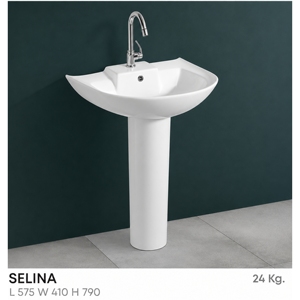 Lavabo de Pedestal de Piedra con Certificación NSF Selina, Forma Irregular, Grifo de un Solo Orificio, Diseño Minimalista, Lavabo de Baño Montado en el Suelo - Product Image 2