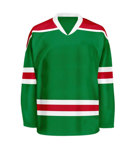 Camiseta de Hockey sobre Hielo Sublimada Personalizada para Hombre, Manga Larga, Cuello en V, Absorbe la Humedad, 100% Poliéster, Diseño a Rayas, Corte Regular - Product Image 3
