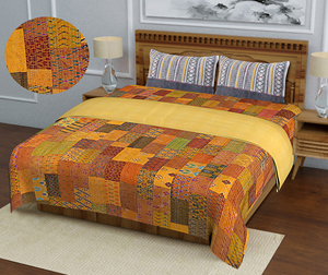 Indian Wholesale Sari <b>Patchwork</b> Reversible Cotton Kantha Handmade Eco-Friendly Washable All-Season <b>Bedspread</b> From Rajasthan - Product Image 3