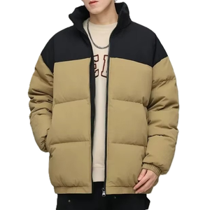 OEM Custom High Quality <b>Canvas</b> Stand Collar Front Logo Slim Fit Puffer <b>Jacket</b> Keep Warm Men's Winter - Product Image 4
