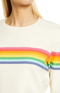 Sweat-shirt à col rond pour hommes, pull à rayures arc-en-ciel, haut décontracté à manches longues unisexe - Product Image 3