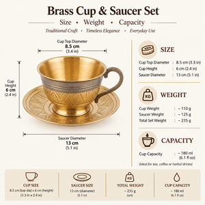Juego de Taza y Platillo de Té de Latón Antiguo de Dos Tonos, Diseño Geométrico Grabado en Bronce, Taza de Café Turca, Vajilla para Hoteles, Regalos al por Mayor - Product Image 5