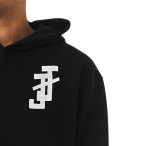 Sweat à capuche noir brodé épais en molleton doux, pull à manches longues, vêtement décontracté pour l'hiver - Product Image 5