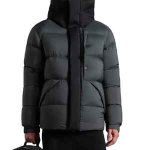 Men's Hooded Puffer Jacket Down Filled Winter Coat Windproof Casual Quilted Regular Fit Black Zipper Closure - Product Image 6