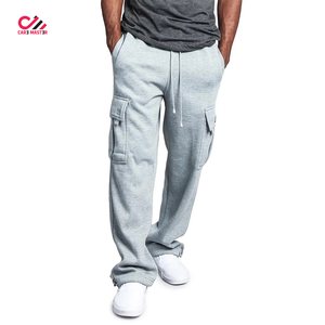 Men's <b>Light</b> Gray Cotton Cargo Baggy <b>Trousers</b> Elastic Waist Multiple Pockets Casual Autumn Wear Care Master - Product Image 3