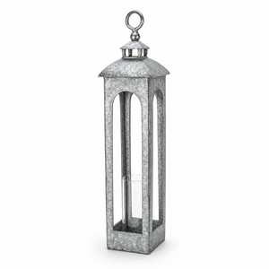 Farmhouse Galvanized Candle <b>Lantern</b> with Glass <b>Hurricane</b> Cover and Wood Base Vintage Candle Holders for Outdoor Garden <b>Lantern</b> - Product Image 6
